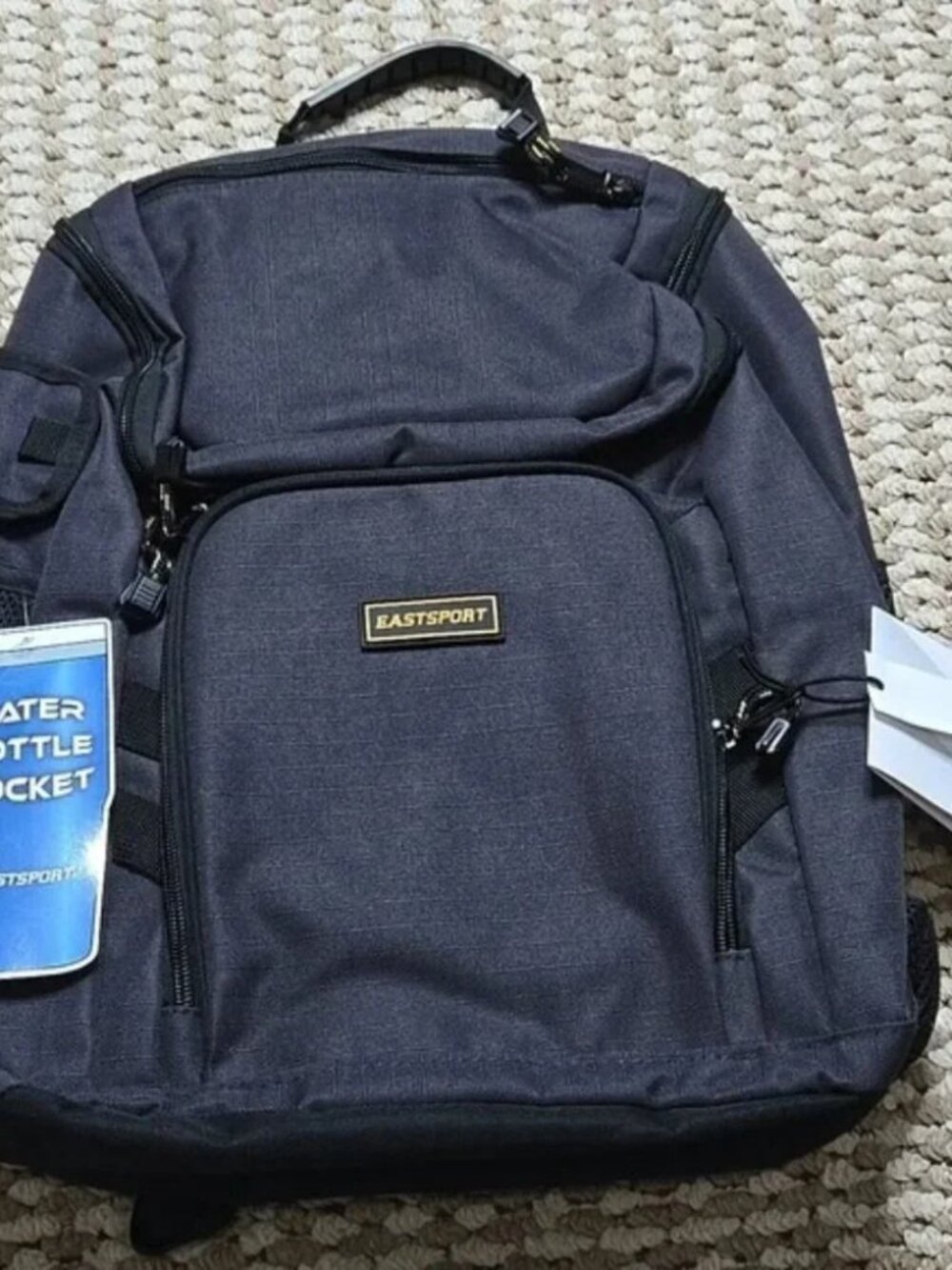 Eastsport Prince Top Loader Black Backpack 17 3/4" Water Bottle Pocket